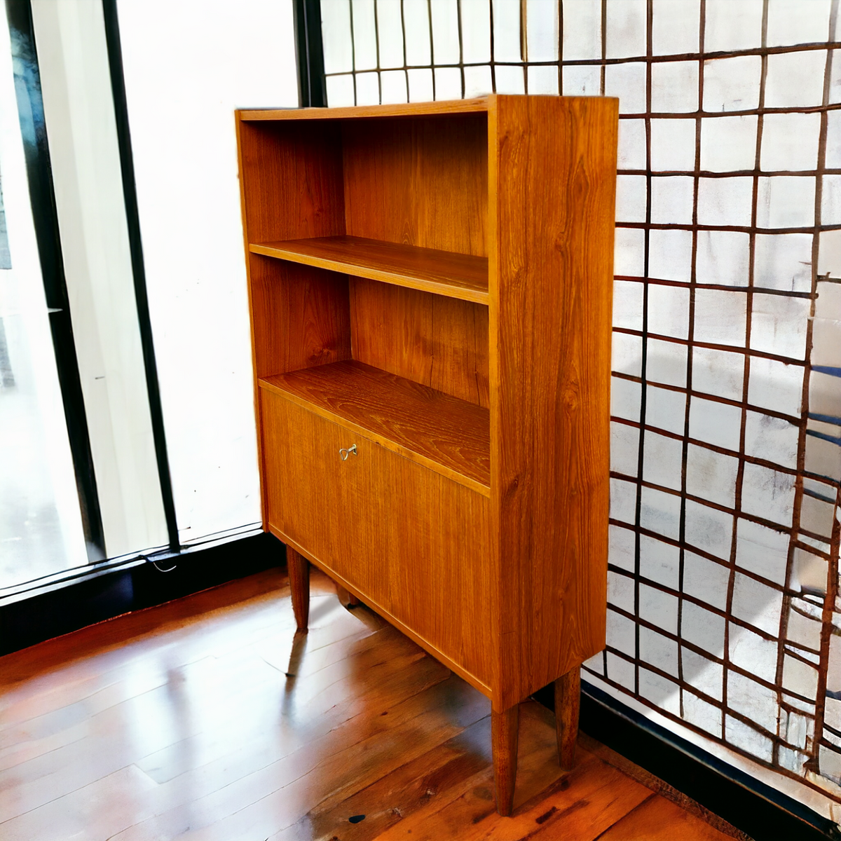 REFINISHED Danish Mid Century Modern Teak Bar Cabinet, 34.25