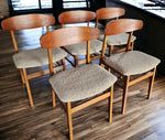 5 RESTORED Danish Mid Century Modern Teak & Beech Chairs REUPHOLSTERED 1