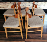 5 RESTORED Danish Mid Century Modern Teak & Beech Chairs REUPHOLSTERED 5