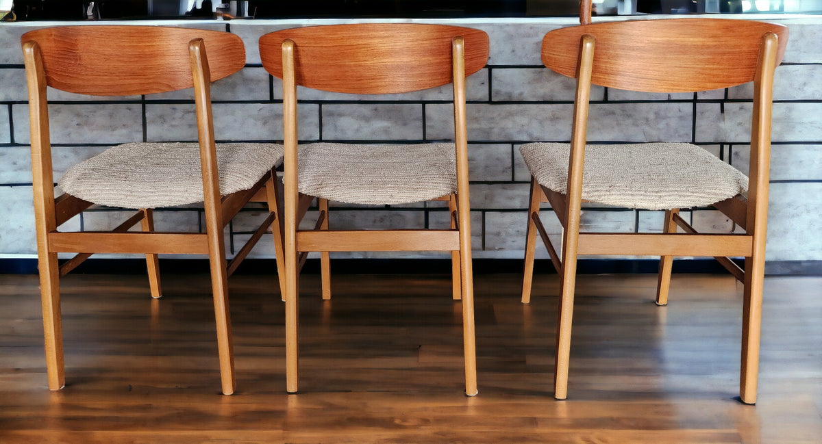 5 RESTORED Danish Mid Century Modern Teak & Beech Chairs REUPHOLSTERED