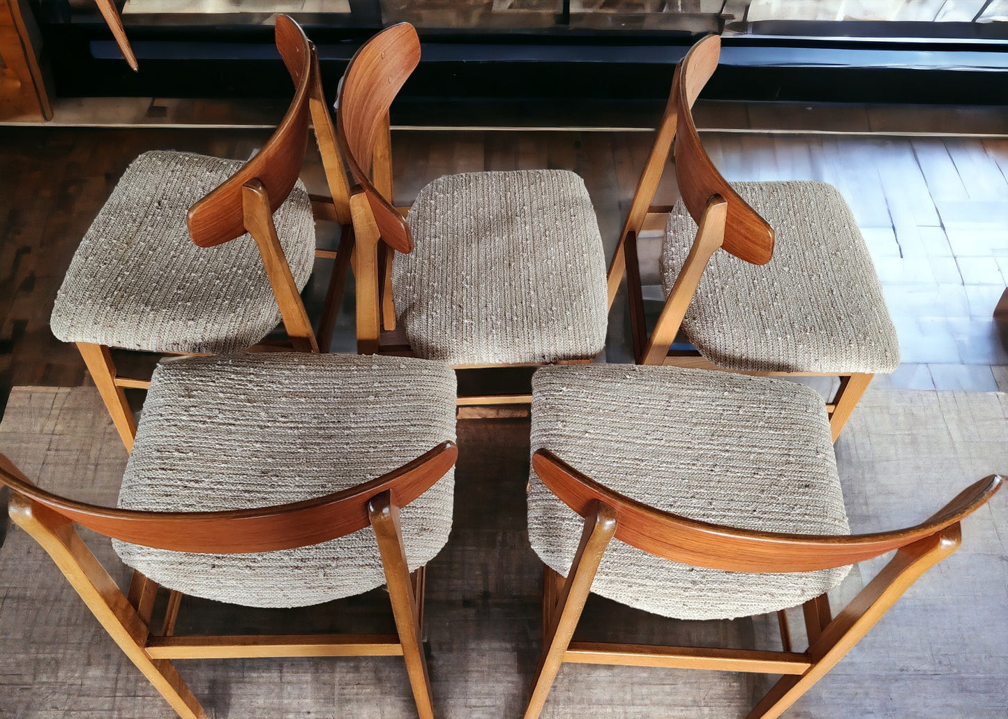 5 RESTORED Danish Mid Century Modern Teak & Beech Chairs
