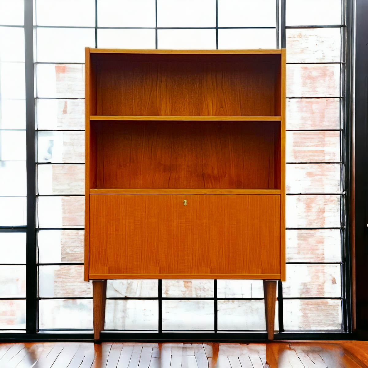 REFINISHED Danish Mid Century Modern Teak Bar Cabinet, 34.25