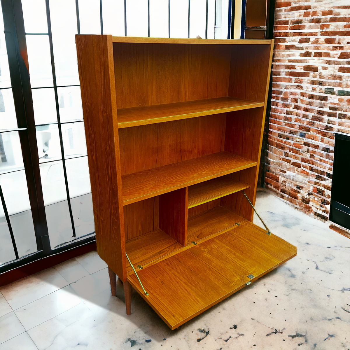 REFINISHED Danish Mid Century Modern Teak Bar Cabinet, 34.25