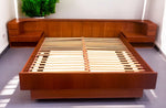 REFINISHED Danish MCM Teak Bed w Floating Nightstands Queen by Komfort 3