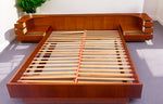 REFINISHED Danish MCM Teak Bed w Floating Nightstands Queen by Komfort 2