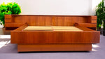 REFINISHED Danish MCM Teak Bed w Floating Nightstands Queen by Komfort 4