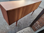 REFINISHED Danish Mid Century Modern Teak Display w Finished Back 72