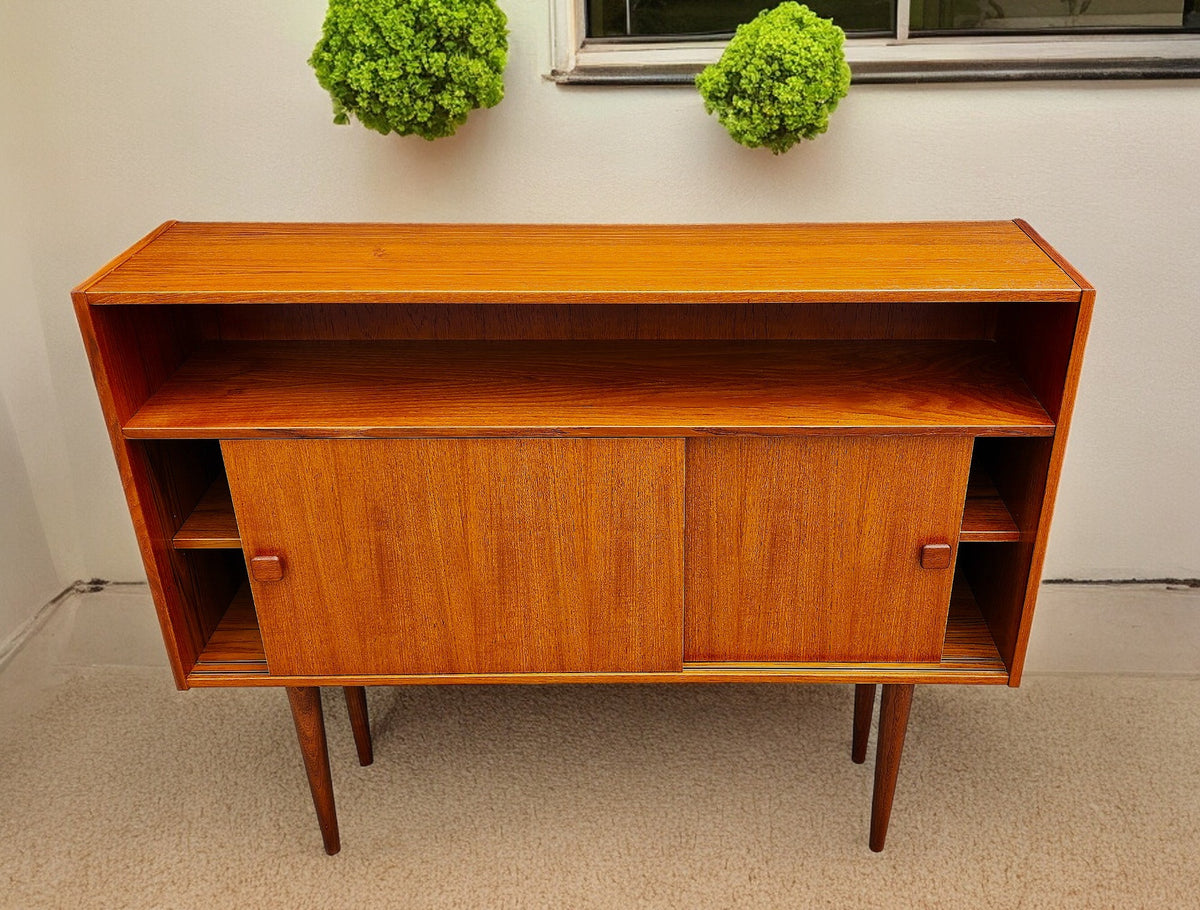 REFINISHED Danish Mid Century Modern Teak Cabinet Narrow 48