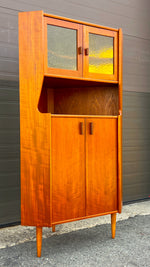 REFINISHED Danish Mid Century Modern Teak Corner Cabinet w Bar 3