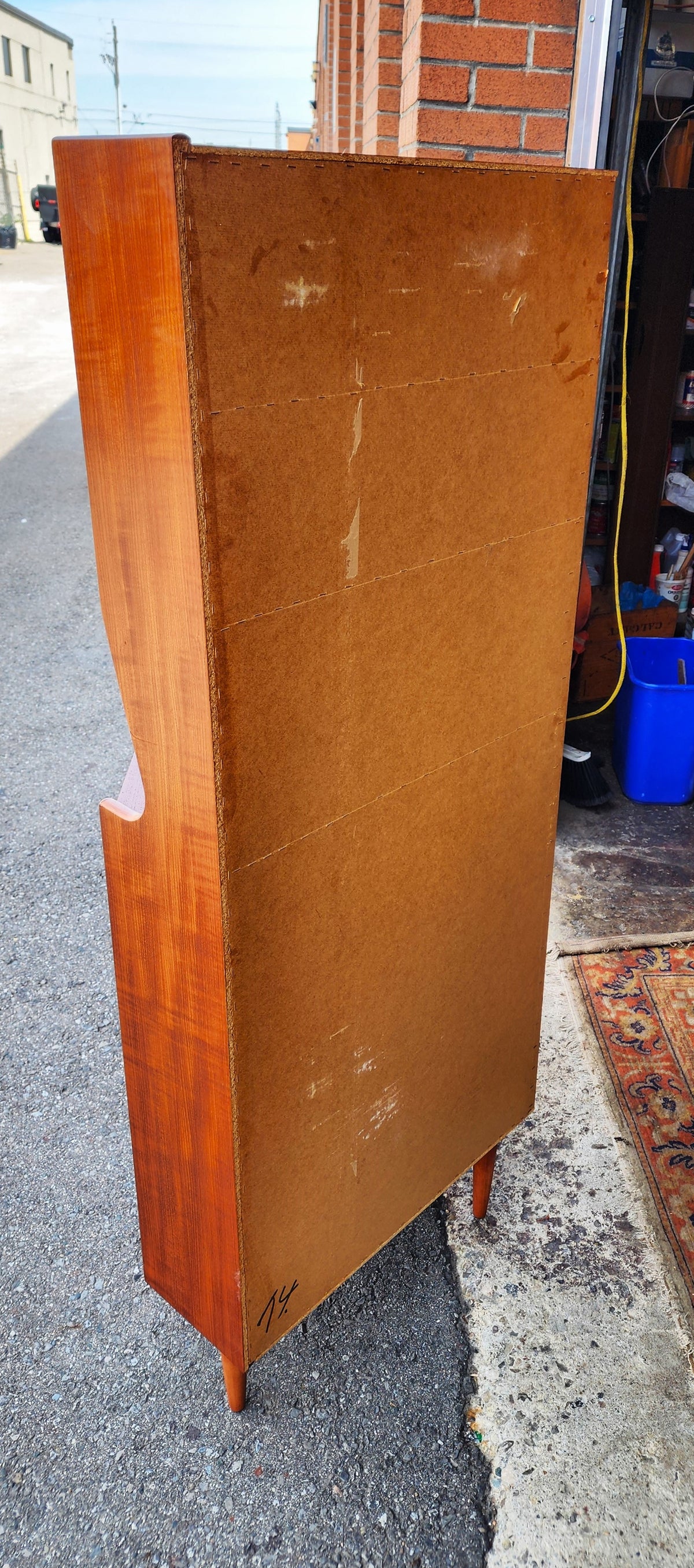 REFINISHED Danish Mid Century Modern Teak Corner Cabinet w Bar