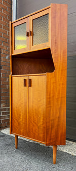 REFINISHED Danish Mid Century Modern Teak Corner Cabinet w Bar 4