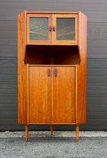 REFINISHED Danish Mid Century Modern Teak Corner Cabinet w Bar 5
