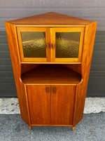 REFINISHED Danish Mid Century Modern Teak Corner Cabinet w Bar 6