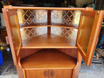 REFINISHED Danish Mid Century Modern Teak Corner Cabinet w Bar 7