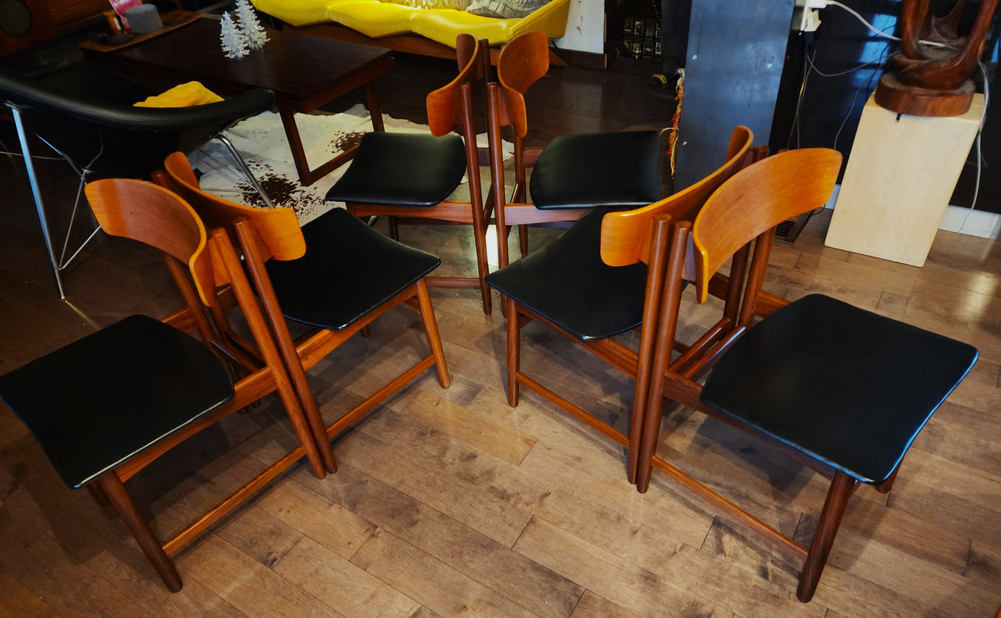 6 REFINISHED Danish Mid Century Modern Teak Dining Chairs