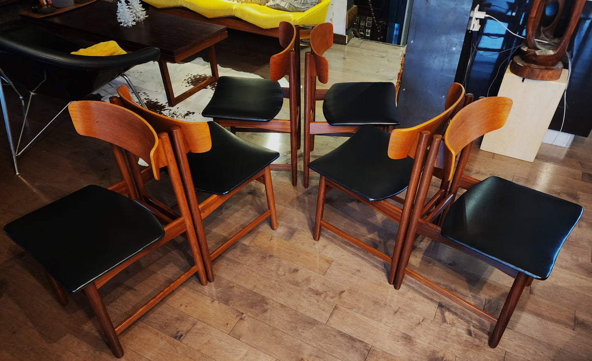 6 REFINISHED Danish Mid Century Modern Teak Dining Chairs
