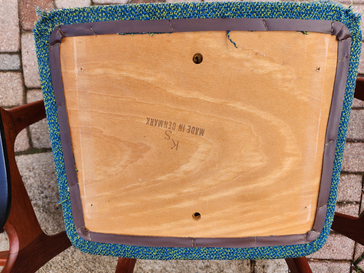 4 REFINISHED REUPHOLSTERED Danish Mid Century Modern Teak Chairs by Korup Stolefabrik