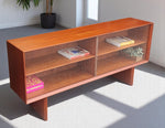 REFINISHED Danish Mid Century Modern Teak Display TV Media Console 60