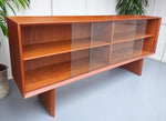 REFINISHED Danish Mid Century Modern Teak Display TV Media Console 60