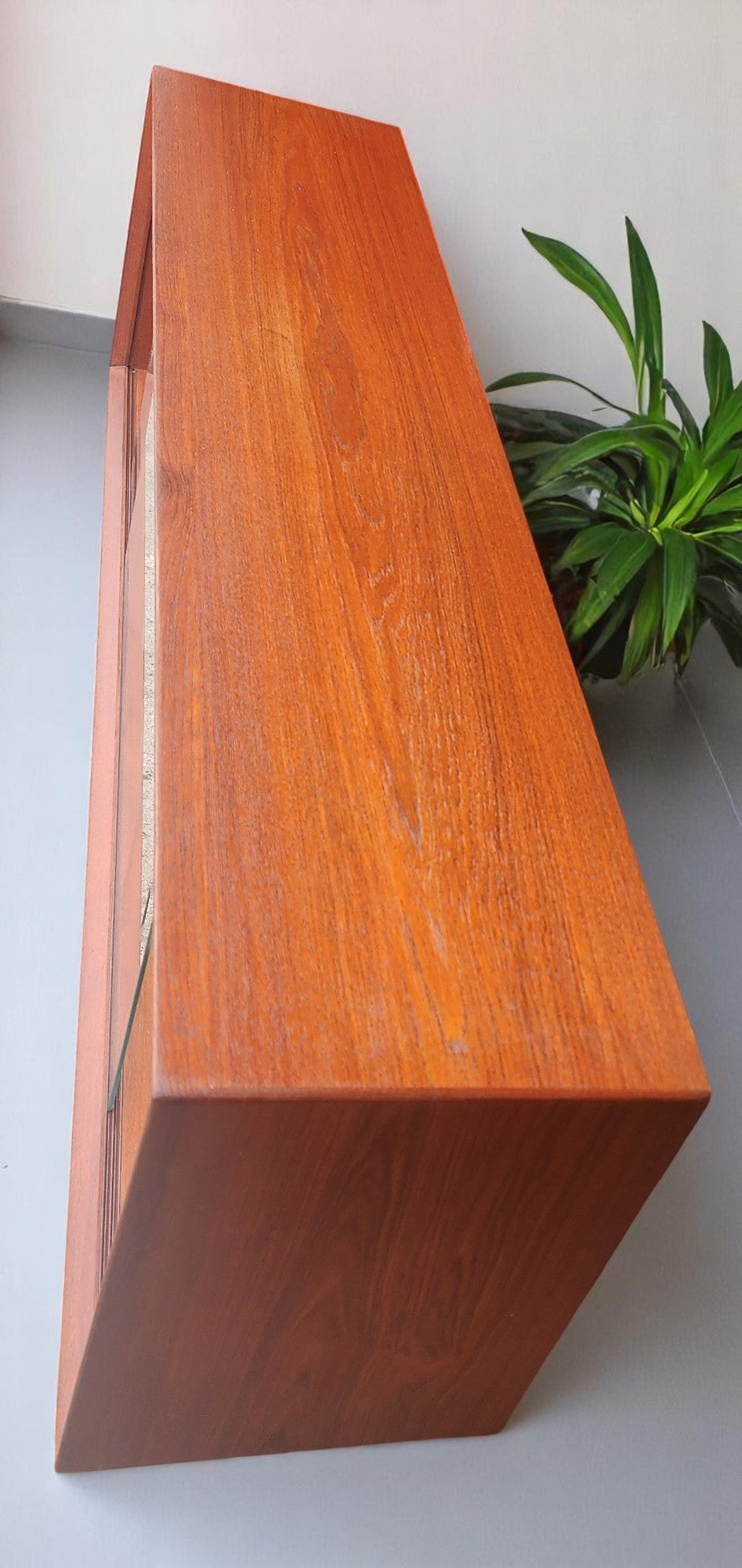 REFINISHED Danish Mid Century Modern Teak Display TV Media Console 60