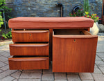 REFINISHED Danish MCM Teak Storage Bench w Drawers & Wheels, will get NEW Cushion 12