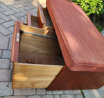 REFINISHED Danish MCM Teak Storage Bench w Drawers & Wheels, will get NEW Cushion 6