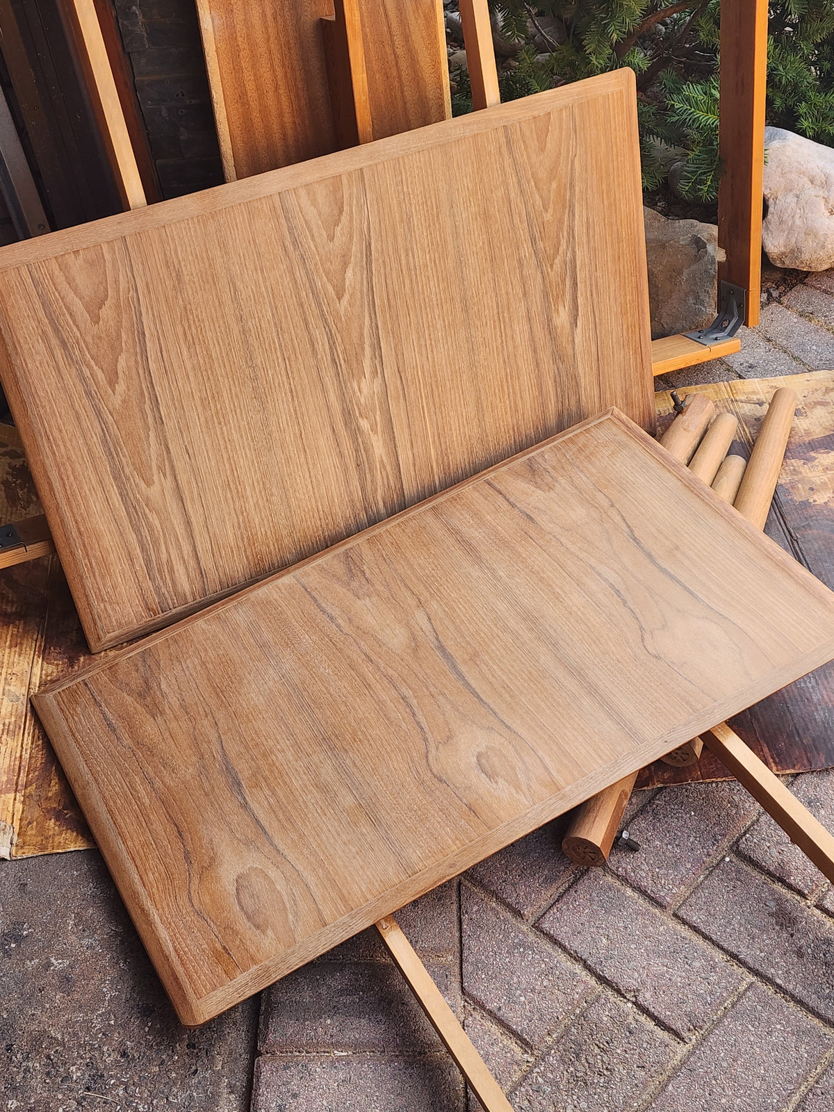 REFINISHED Danish Mid Century Modern Teak Table Draw Leaf, 54