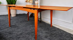 REFINISHED Danish Mid Century Modern Teak Floating Draw Leaf Dining Table 52