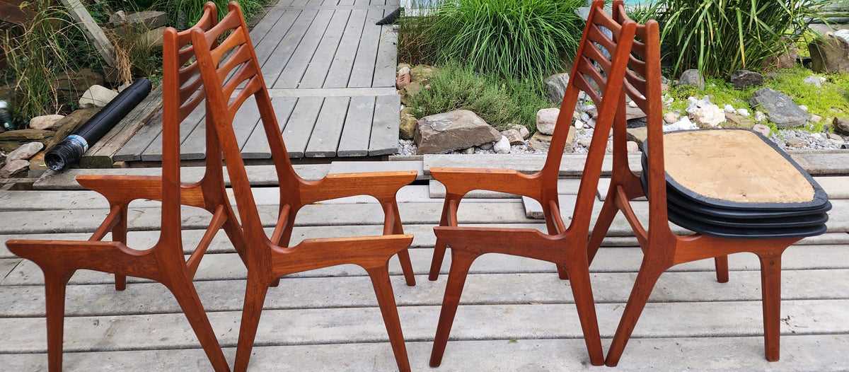 4 REFINISHED Danish Mid Century Modern Teak Chairs Model 83 by Boltinge