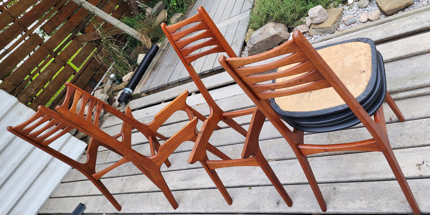 4 REFINISHED Danish Mid Century Modern Teak Chairs by Niels Moller