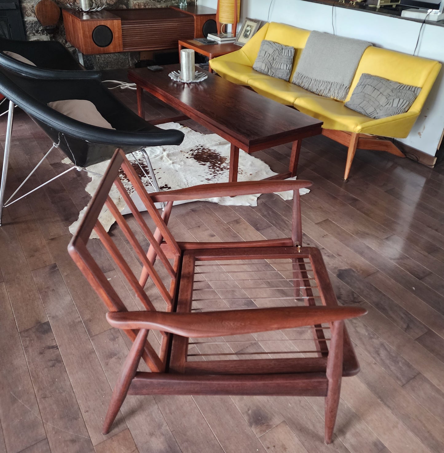 REFINISHED Danish Mid Century Modern Teak Lounge Chair will get NEW CUSHIONS