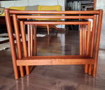 REFINISHED Danish Mid Century Modern 3 teak nesting / end tables 5