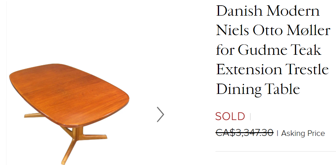 REFINISHED Danish Mid Century Modern Teak Dining Table by Niels Møller for Gudme 75"