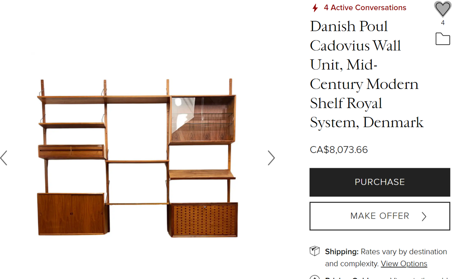 RESTORED Danish Mid Century Modern 3 Section Teak Modular Wall Unit by Poul Cadovius