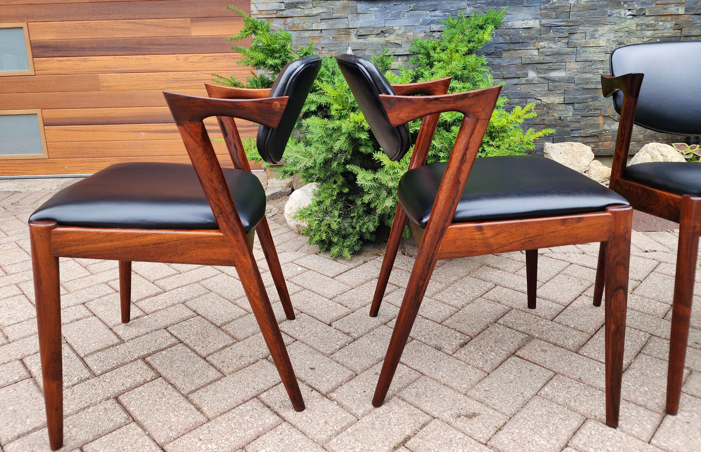 6 Danish Mid Century Modern Rosewood & Leather Chairs by Kai Kristiansen, Model 42