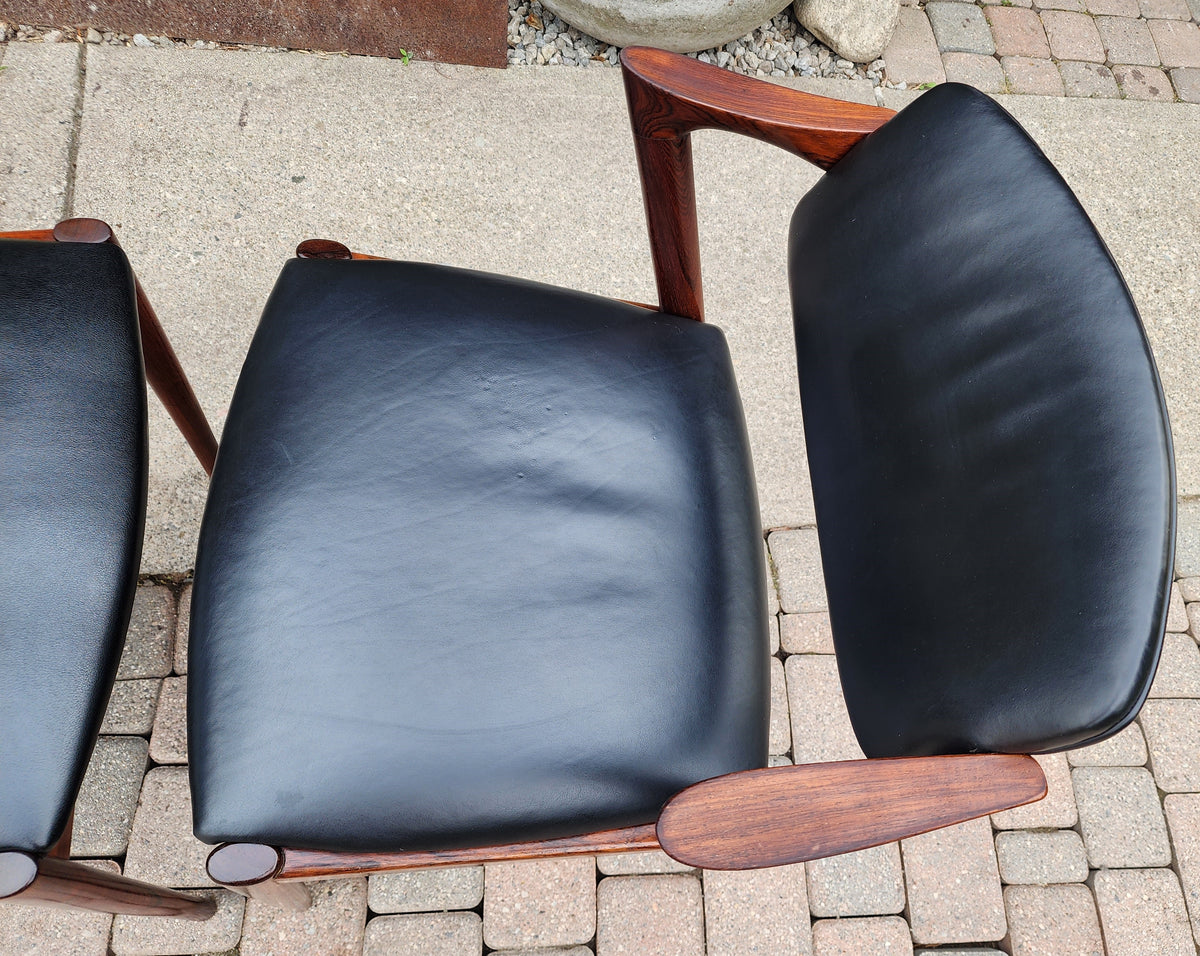 2 Danish Mid Century Modern Rosewood & Leather Chairs by Kai Kristiansen, Model 42