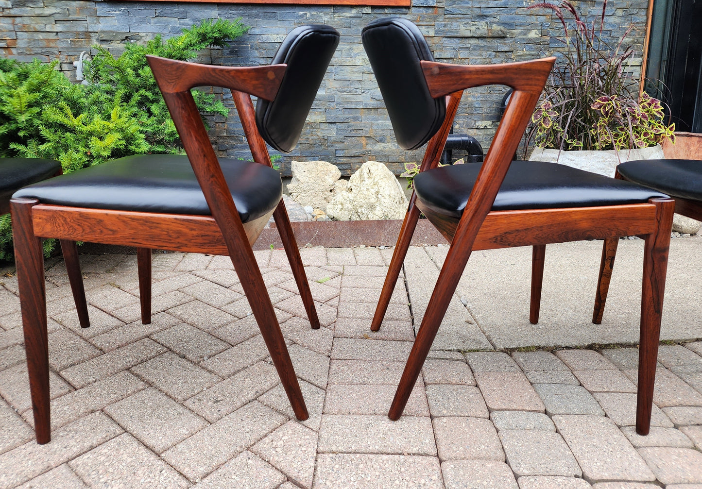 6 Danish Mid Century Modern Rosewood & Leather Chairs by Kai Kristiansen, Model 42
