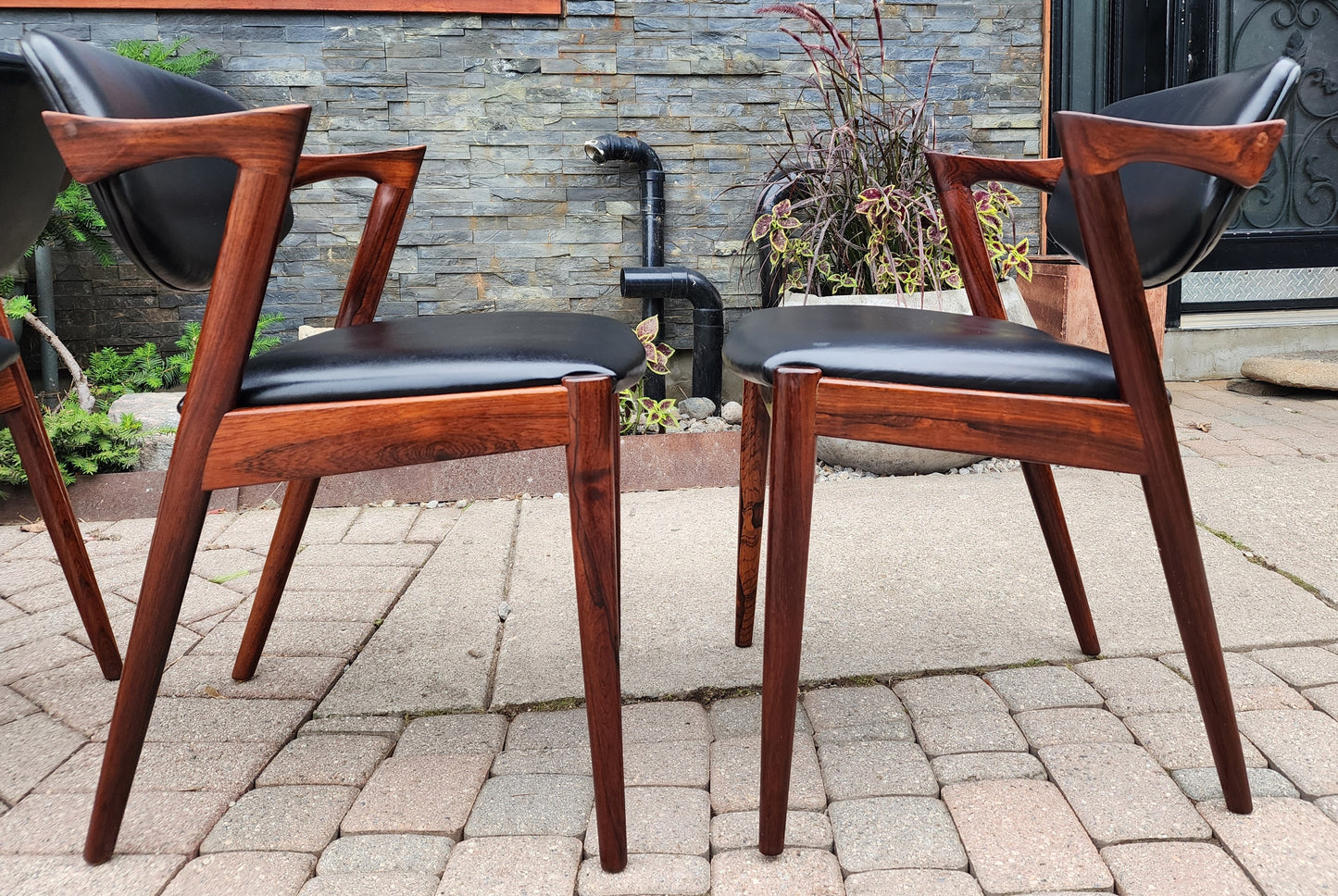 6 Danish Mid Century Modern Rosewood & Leather Chairs by Kai Kristiansen, Model 42