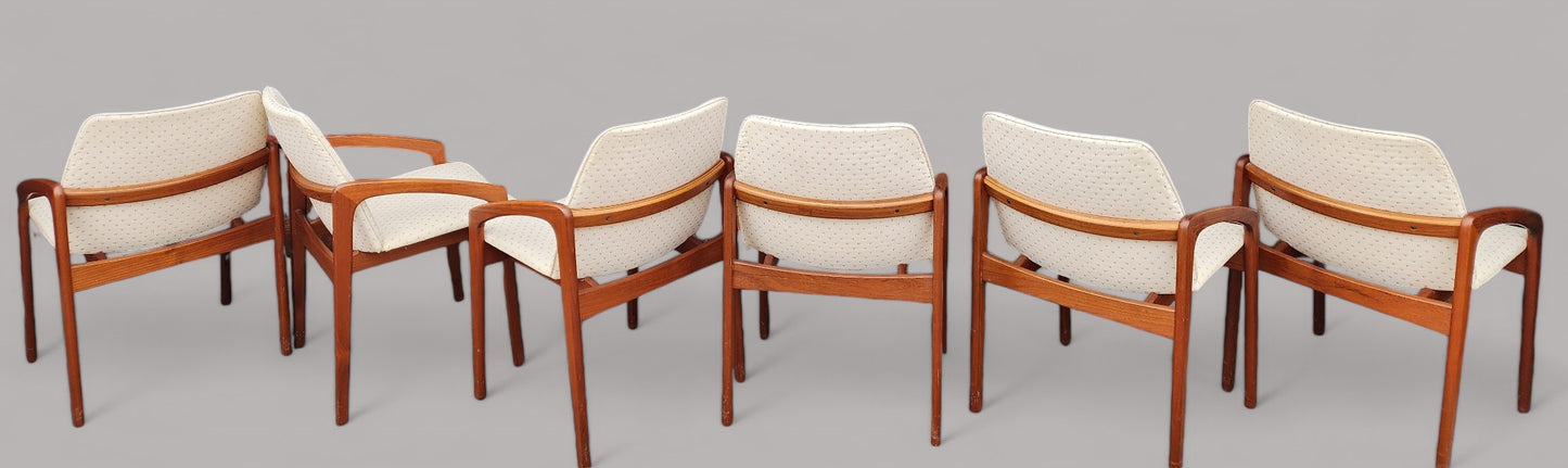 2 RESTORED Danish MCM Teak Armchairs by H.Kjaernulf model 23 (2, 4 or 6 chairs), CHOOSE FABRIC