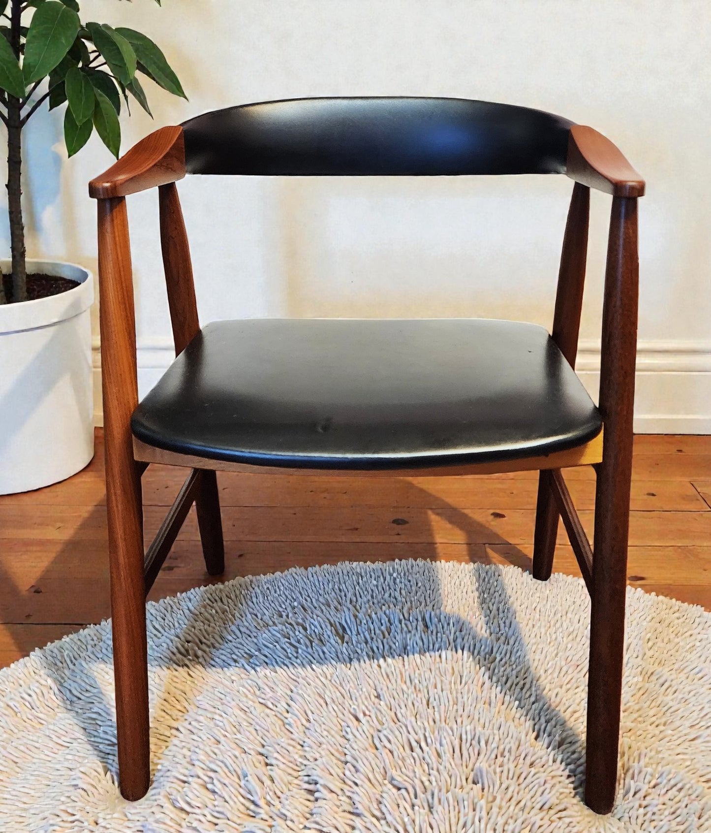 REFINISHED Danish Mid Century Modern Teak Armchair by Th. Harlev