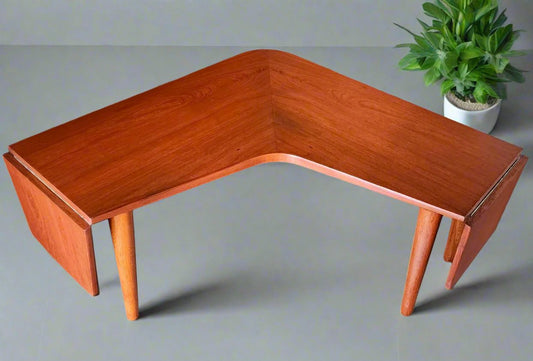 REFINISHED Danish Mid Century Modern Teak Boomerang Extension Coffee Table