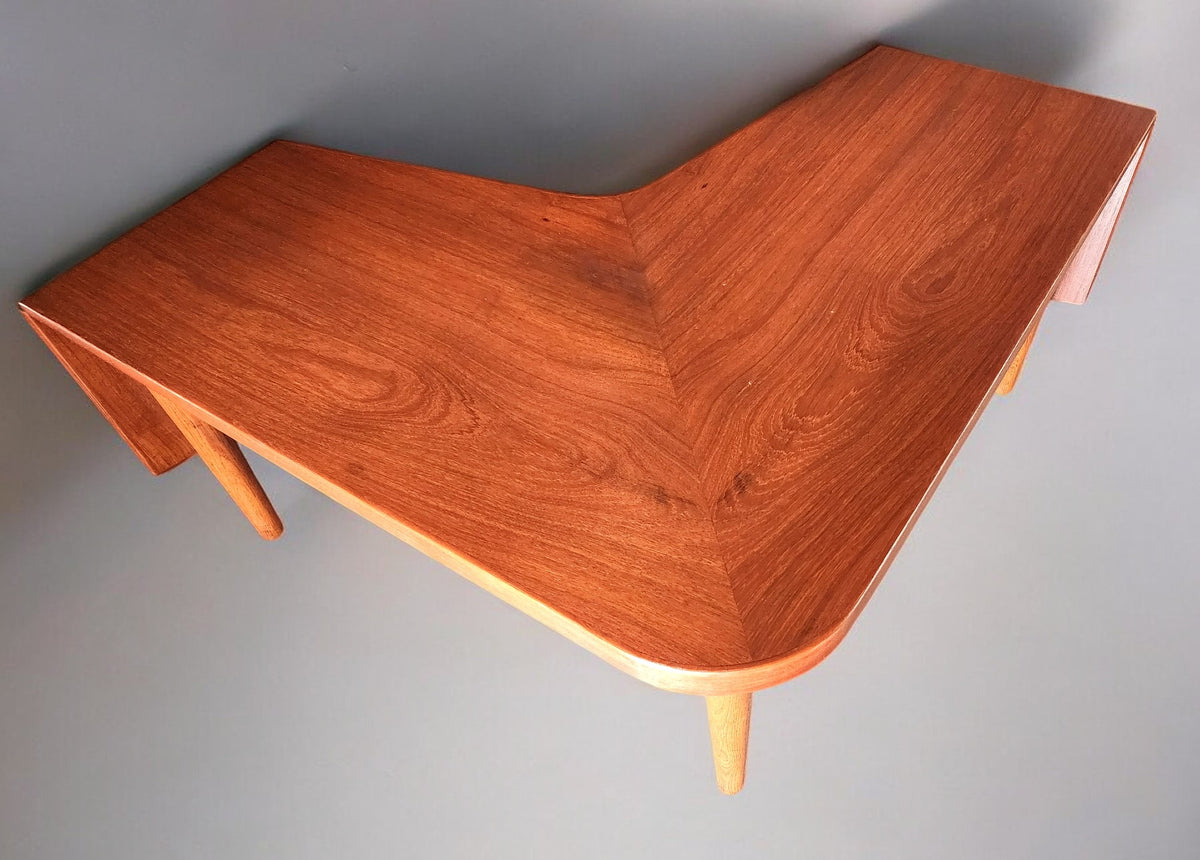 REFINISHED Danish Mid Century Modern Teak Boomerang Extension Coffee Table