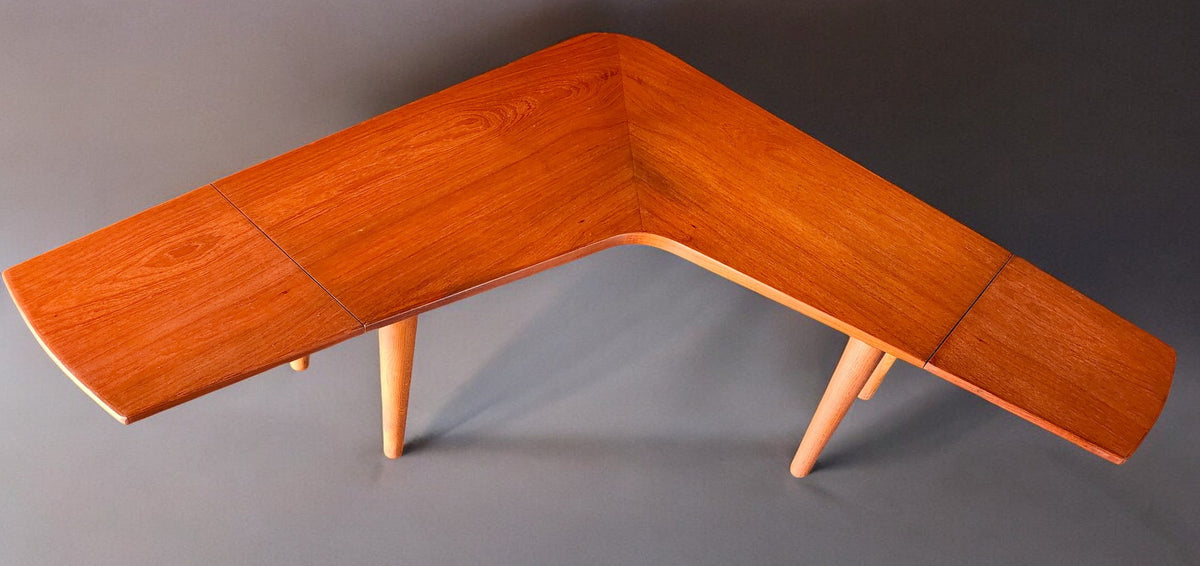 REFINISHED Danish Mid Century Modern Teak Boomerang Extension Coffee Table
