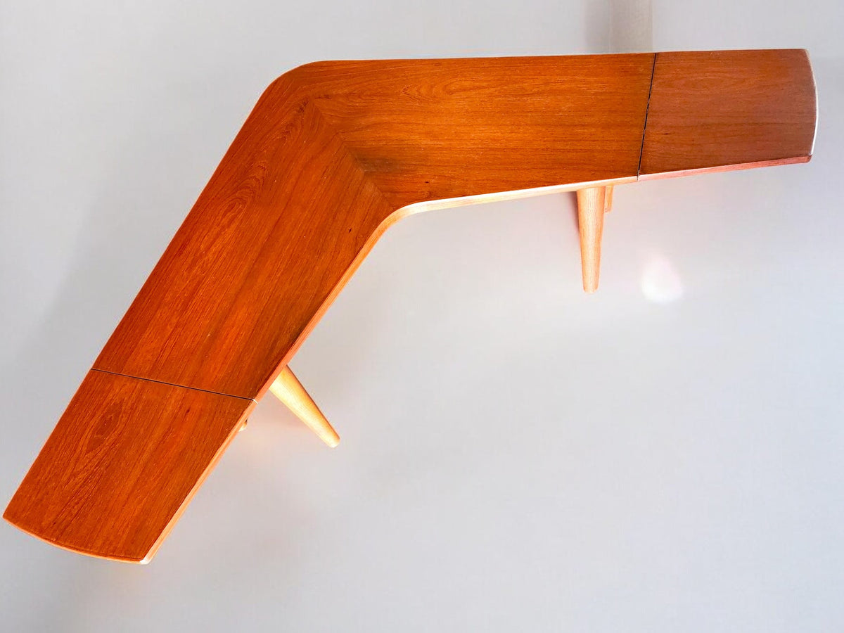 REFINISHED Danish Mid Century Modern Teak Boomerang Extension Coffee Table