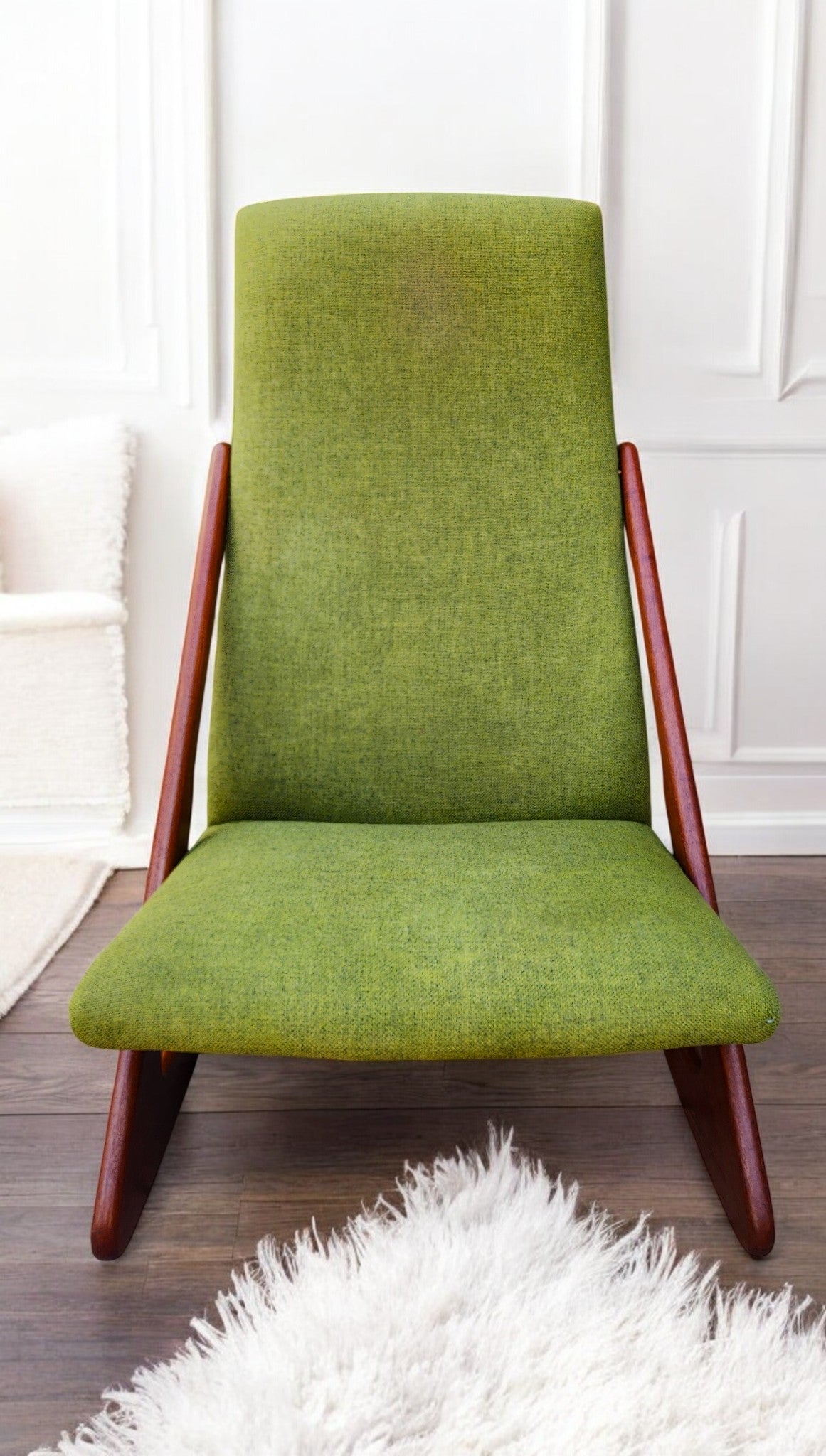REFINISHED Danish MCM Teak Boomerang Rocking Chair by Mogens Kold