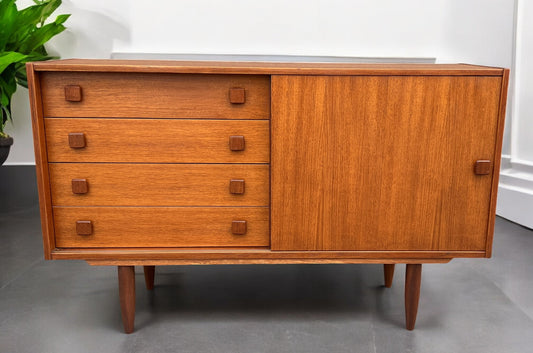 REFINISHED Danish Mid Century Modern Teak Cabinet by Domino 48"