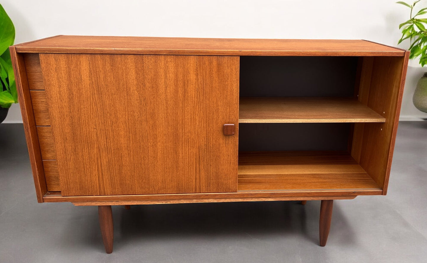 REFINISHED Danish Mid Century Modern Teak Cabinet by Domino 48"