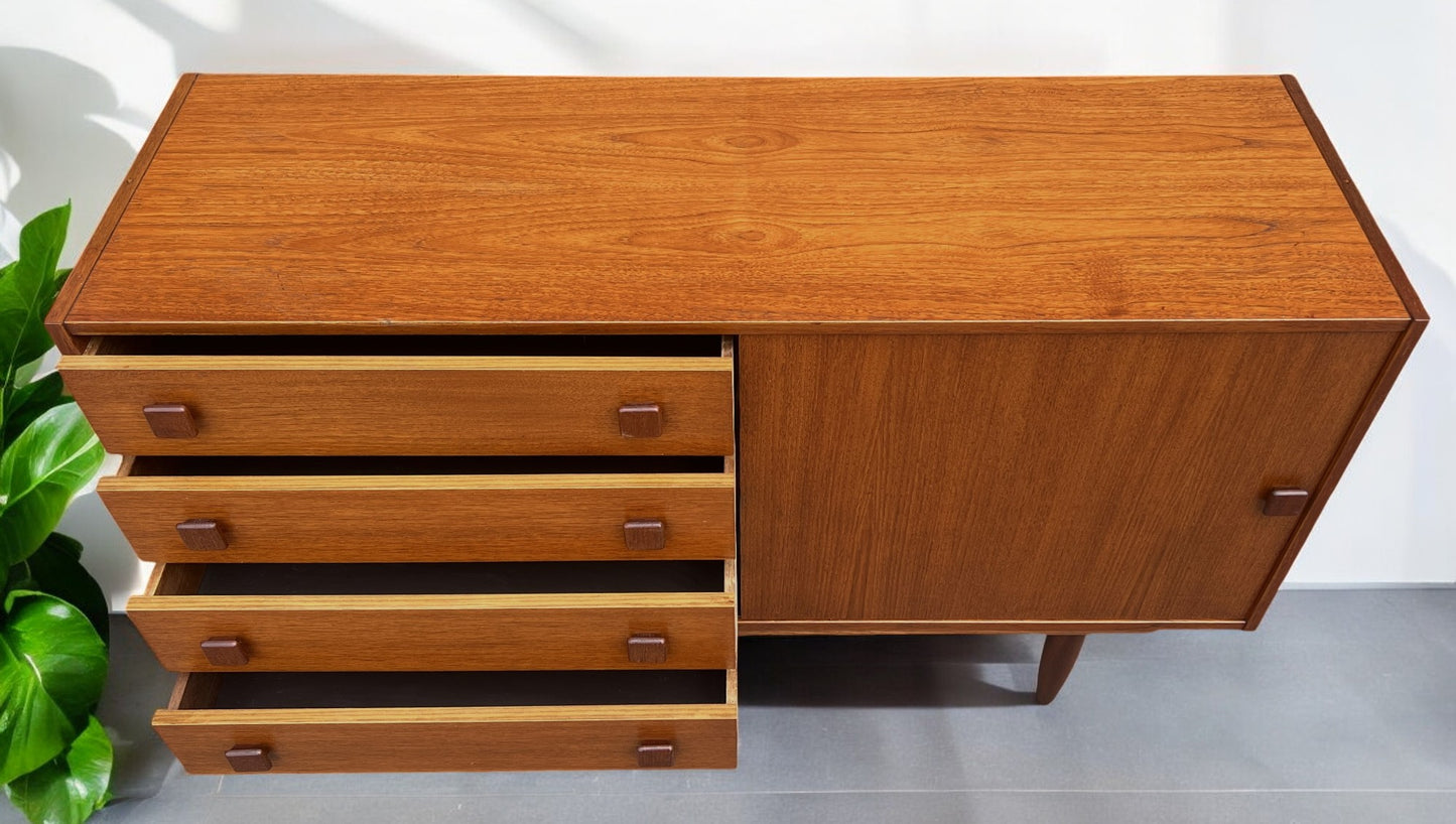 REFINISHED Danish Mid Century Modern Teak Cabinet by Domino 48"