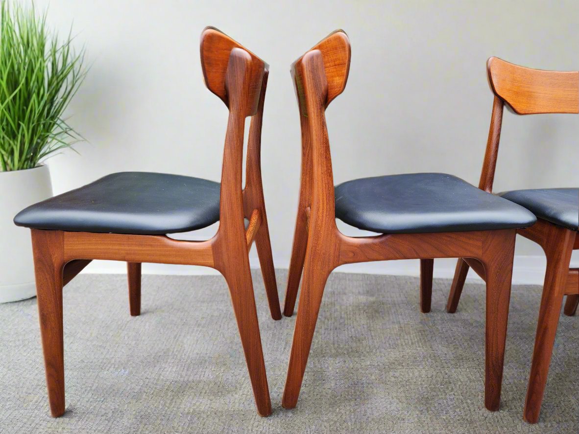 6 RESTORED REUPHOLSTERED Danish Mid Century Modern Teak Chairs by Schønning & Elgaard