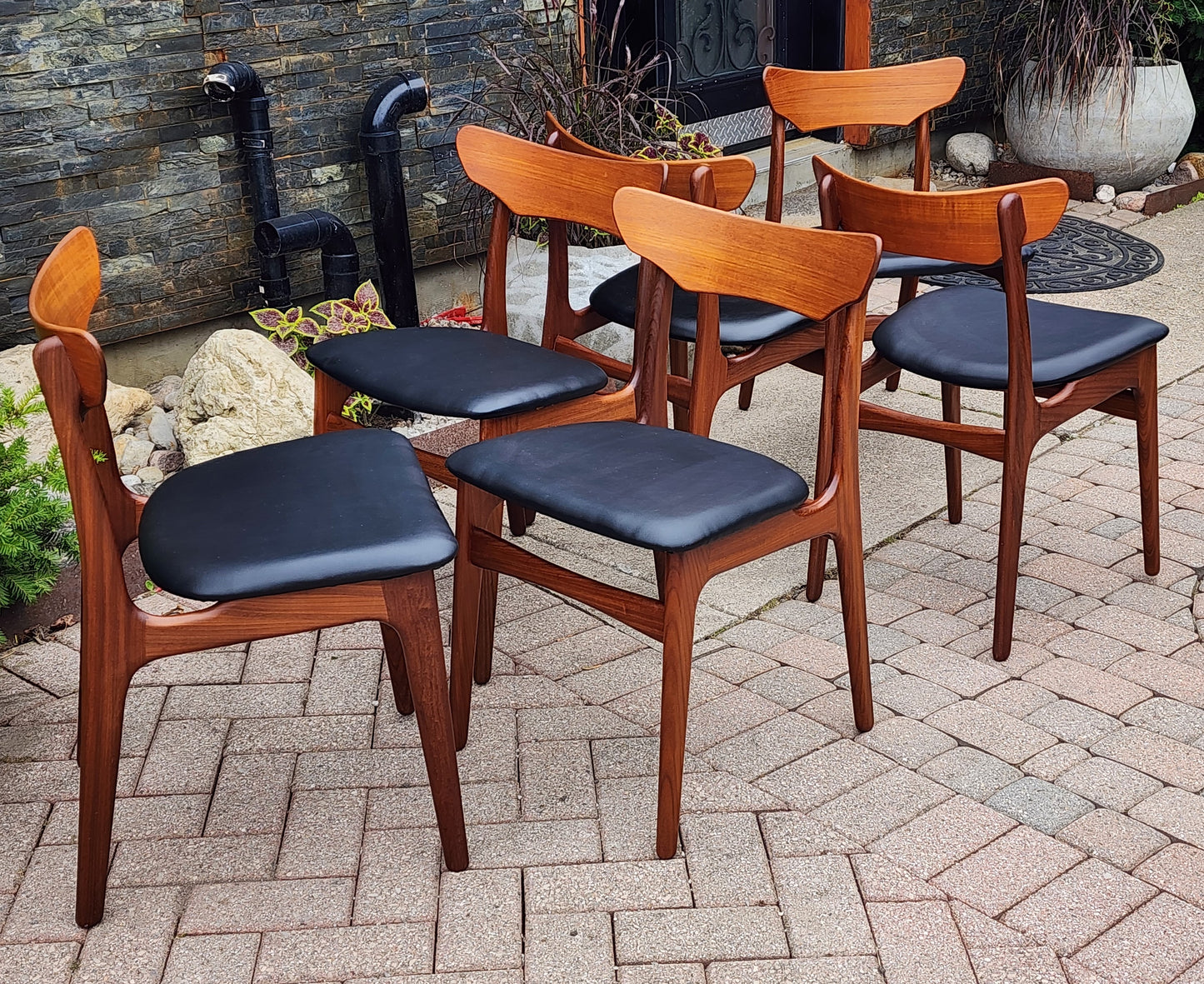 6 RESTORED REUPHOLSTERED Danish Mid Century Modern Teak Chairs by Schønning & Elgaard